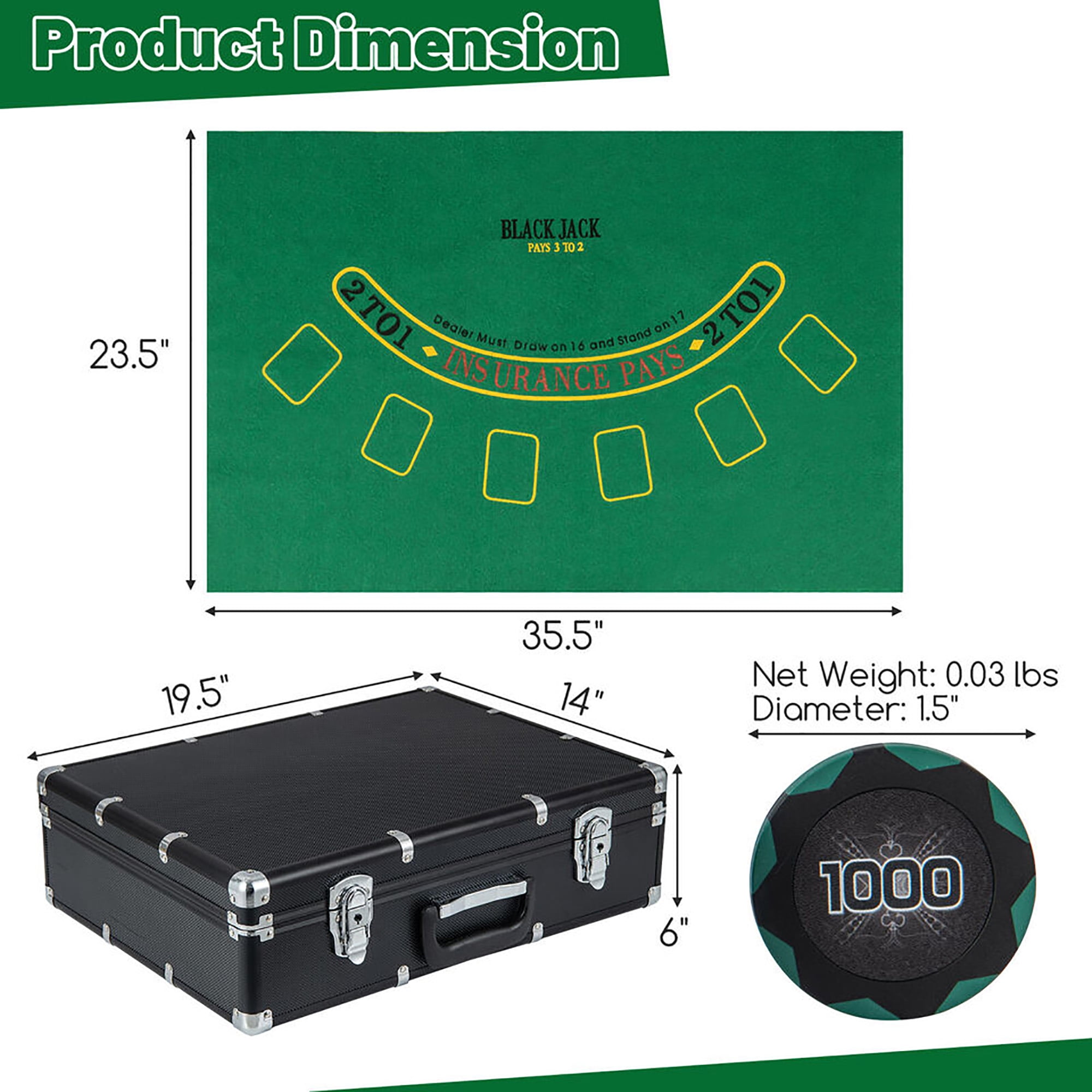 Free Shipping! Gymax 600-Piece Poker Chip Set 14 Gram