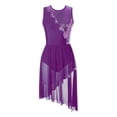 thumbnail image 3 of iEFiEL Womens Lyrical Modern Dance Dress Mesh High Low Skirt Gymnastics Ballerina Dancewear Purple M, 3 of 7