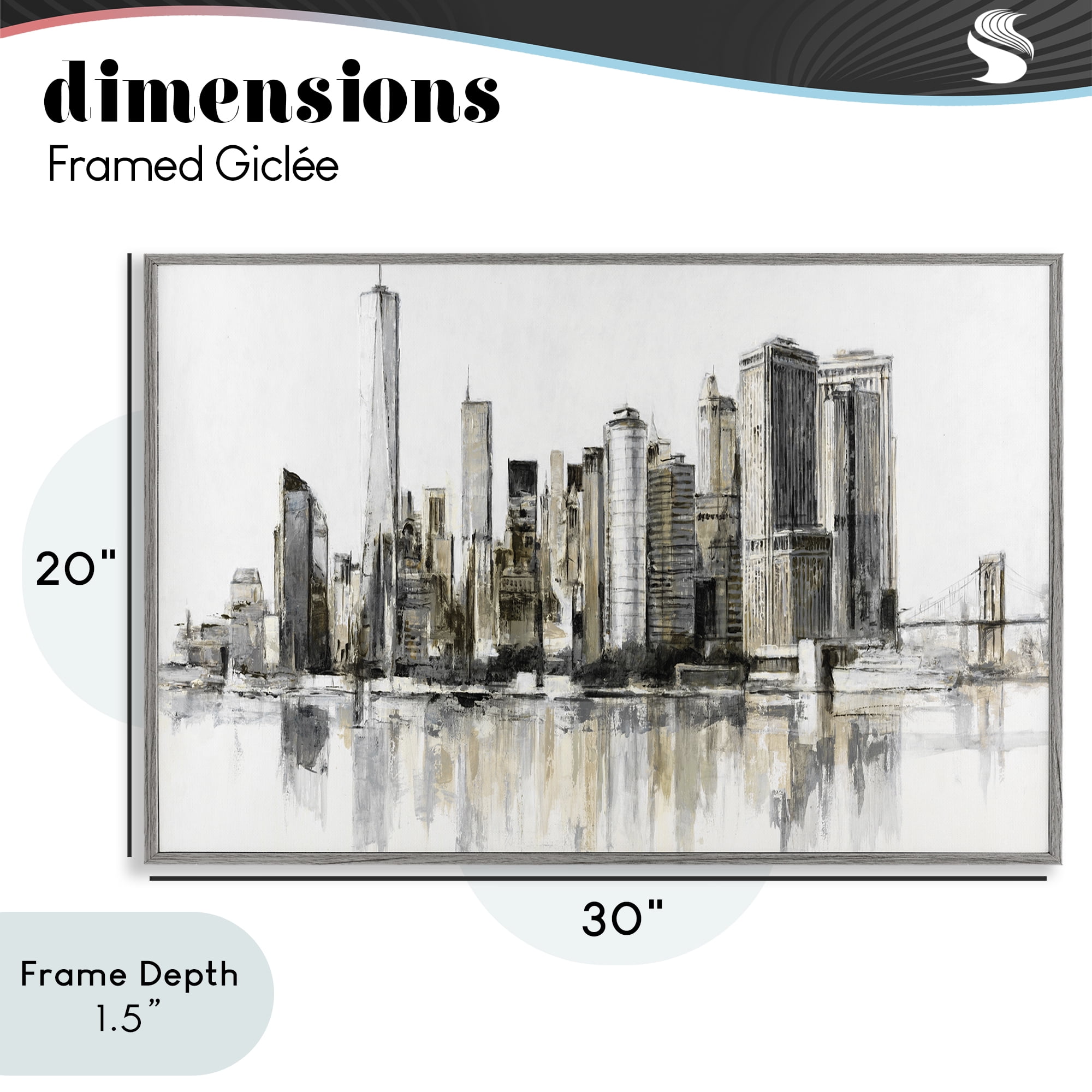 Stupell Industries Urban Skyline Reflection Gray Framed Giclee Art, design by Lorenzo Collective
