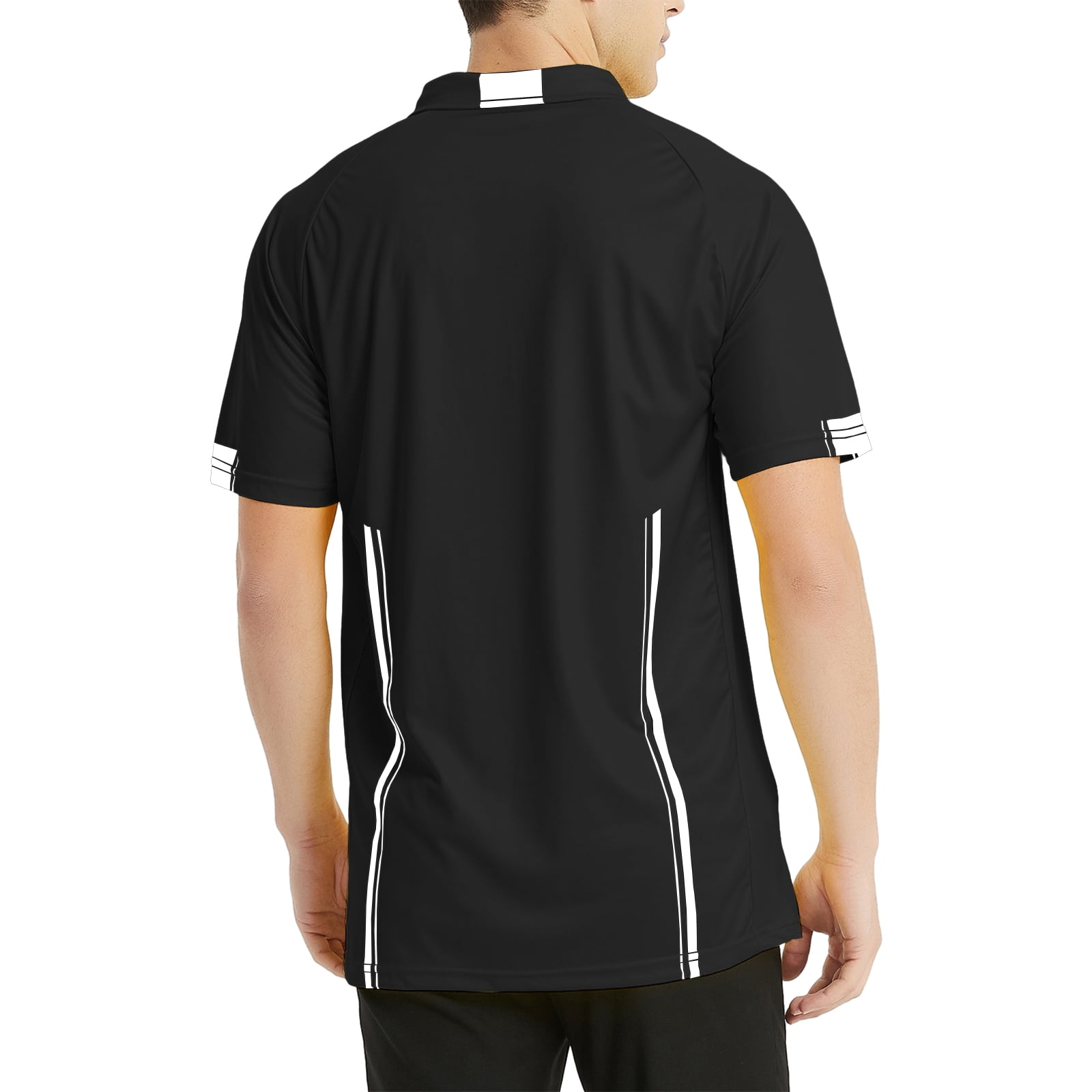 Toptie Men\'s Soccer Referee Jersey Officials Pro Short Sleeve Referee Shirts-Black-XS
