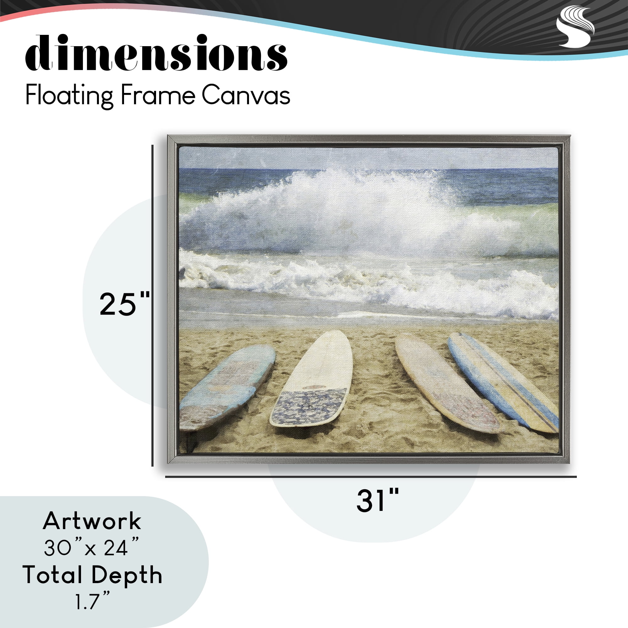 Stupell Industries Surfboards At The Ready Gray Framed Floater Canvas Wall Art, design by Grotto Studios