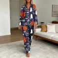 thumbnail image 2 of SETOOFF Halloween Womens 2 Piece Pajama Sets Pumpkin Ghost Print Turndown Collar Tops Loose Pants Casual Sleepwear Plus Size Womens Loungewear for Indoor Daily Wear, 2 of 7