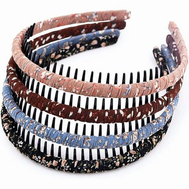 wonima11 4PC Multicolor Protection Resin Teeth Comb Hair Hoop Hairband Headband Hair Accessories for female by Beauty hair (4 Colors)
