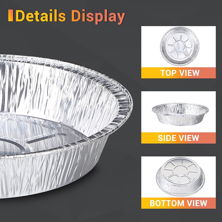 Casewin Aluminum Foil Tray Round,50pcs Round Aluminum Disposable Foil Pans  Oil-Proof Aluminum Foil Tin Box,Pie Plates Foil Trays for