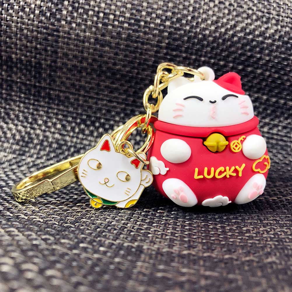 Maneki Neko Fortune Lucky Beckoning Cat Keyring Keychain Key Ring Chain Gift O 