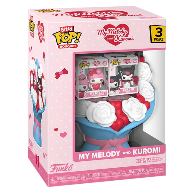 Figura Coleccionable Funko Bitty Pop Bouquet Sanrio San Valentin Kitty y Kuromi 3 Piezas