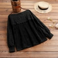 thumbnail image 4 of Celmia Women Office Lace Lantern Sleeve Solid Color Knitted Top Sweater, 4 of 12