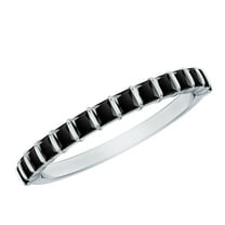 Rosec Jewels Princess Cut Black Onyx Half Eternity Ring for Women (1.75 CT, AAA Quality), 10K White Gold, US 12.00