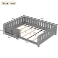 thumbnail image 6 of Bellemave Queen Size Floor Bed with Bookshelf, Wood Montessori Beds with Slats and Safety Guardrail, Low Profile Queen Bed Frame with Fence, No Box Spring Needed (Gray), 6 of 8