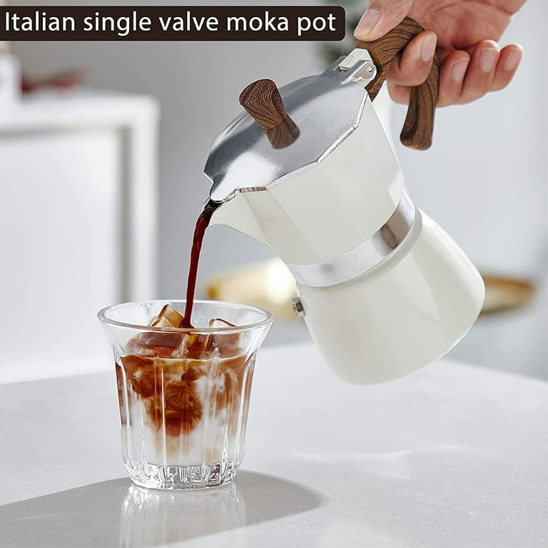 Coffee Pot, Stainless Steel Moka Pot Italian Coffee Maker 6  cup/10 OZ Stovetop Espresso Maker for Gas or Electric Ceramic Stovetop  Camping Manual Cuban Coffee Percolator for Cappuccino or Latte: Home
