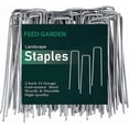 thumbnail image 1 of Landscape Staples 6 Inch 50 Pack Galvanized Steel Stakes for Garden Lawn Fence, 1 of 5