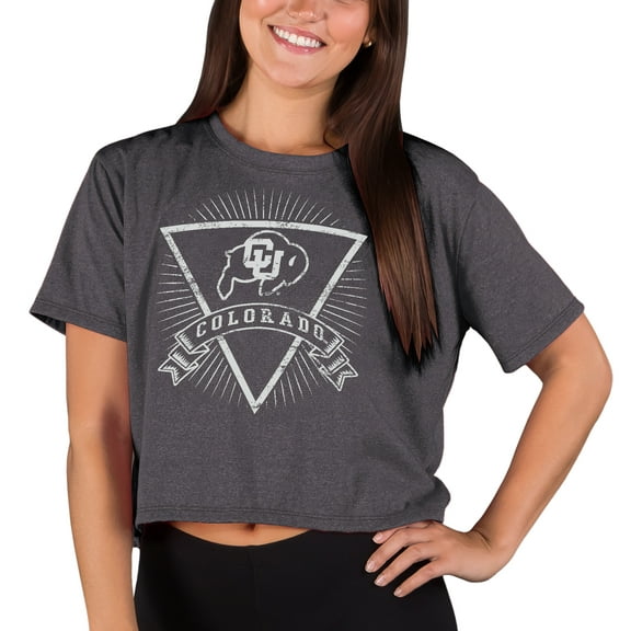 Women's Concepts Sport Charcoal Colorado Buffaloes Quest Knit Crop Top