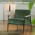 thumbnail image 5 of Accent Chair Living Room Chair Set of 2, Mid Century Modern Armchair Comfy Reading Chair for Bedroom, Upholstered Chenille Fabric Lounge Chair W/Plush Cushions, Metal Frame and Wooden Armrest,Green, 5 of 7