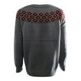 thumbnail image 3 of NAMTYQX Ladies Sweaters Print Round Neck Women's Pullover Sweaters Loose Trendy Warm Long Sleeve Red Size 3XL, 3 of 5