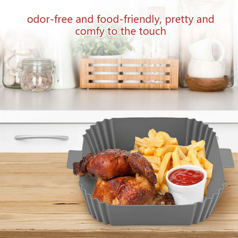 Deago 4 Pack Square Silicone Air Fryer Liners 7.7 inch for 3 to 6 qt Reusable Air Fryer Pot Air Fryer Inserts for Oven Microwave Accessories, Adult