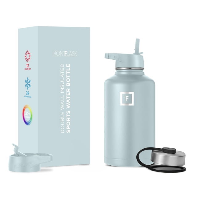Botella de hidratación IRON °FLASK para acampar, senderismo, 1,9 L, acero inoxidable
