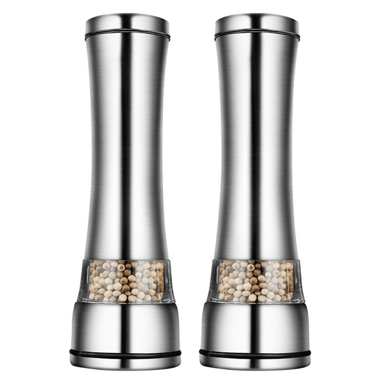 Manual Pepper Grinder or Salt Shaker for Professional Chef - Best Spice Mill  with Brushed Stainless Steel - 1pcs white+1pcs orange 