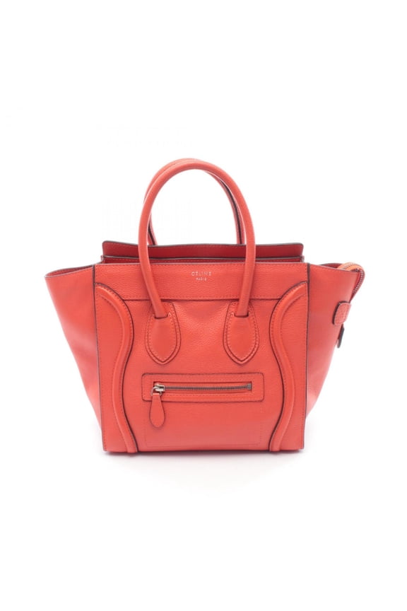 Pre-Owned Celine Luggage Micro Shopper Tote Bag, Leather Handbag, Women's, Red