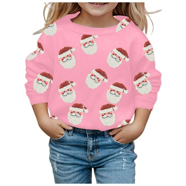 MIASHUI Chandail à Capuchon et Chandails en Molleton pour Filles Mode Décontractée de Noël Imprimé Chandail à Manches Longues Ample pour Printemps et Automne