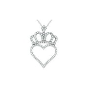 Diamond Queen of My Heart Pendant Necklace 1/3 Carat (Ctw I2-i3, H-I) in 10K White Gold with Chain