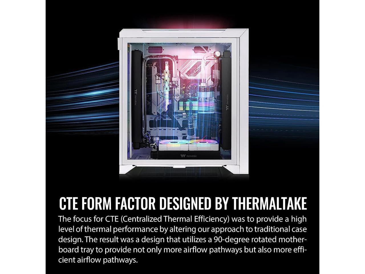 Thermaltake CTE C700 TG ARGB Snow Mid Tower with Centralized Thermal Efficiency Design; 3x140mm White CT140 ARGB Fans Pre-Installed; Tempered Glass Front & Side Panel; CA-1X7-00F6WN-01; White