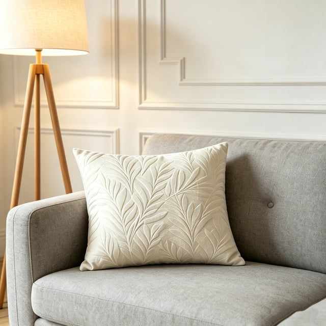 Soft Comfortable Leaf Embossed Pillow Cover Elegant Decorative Cushion Case For Sofa Bed Living Room Bedroom Office And Home Decoration