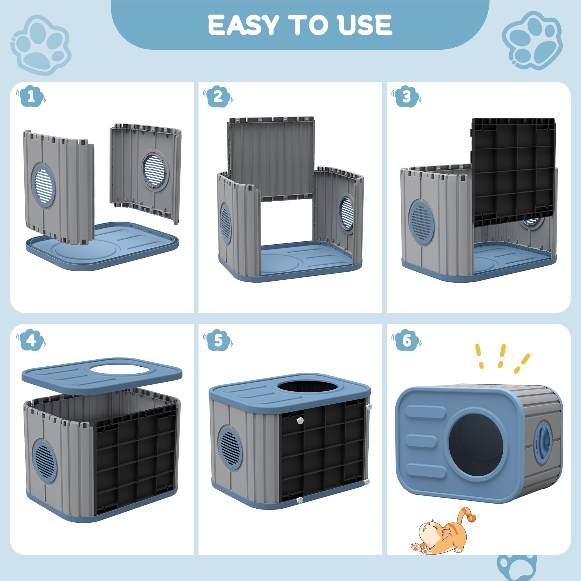 Bifanuo Cat House for Indoor & Outdoor Cats,Weatherproof Resin Cat Shelter with Camera-Shaped Design,Ventilation, Assemble Easily for Home & Yard,Blue