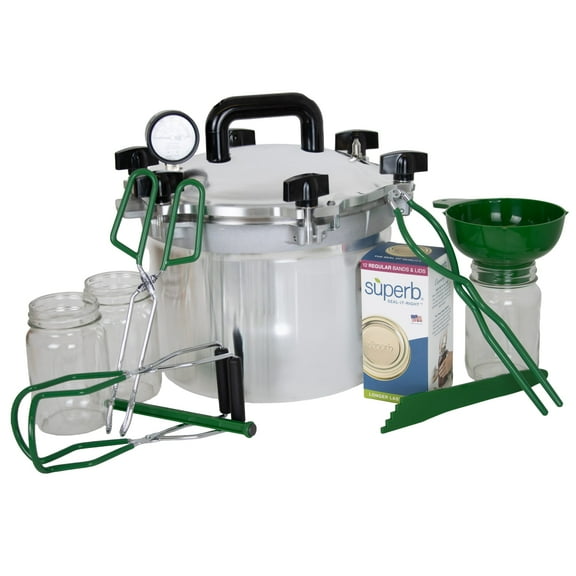 All American Pressure Cooker Kit,  Heavy Duty 10.5 Qt Canner with Pressure Gauge, Easy-to-Use, Ideal for Home Canning and Preserving, Durable Aluminum Construction, with Instruction Manual