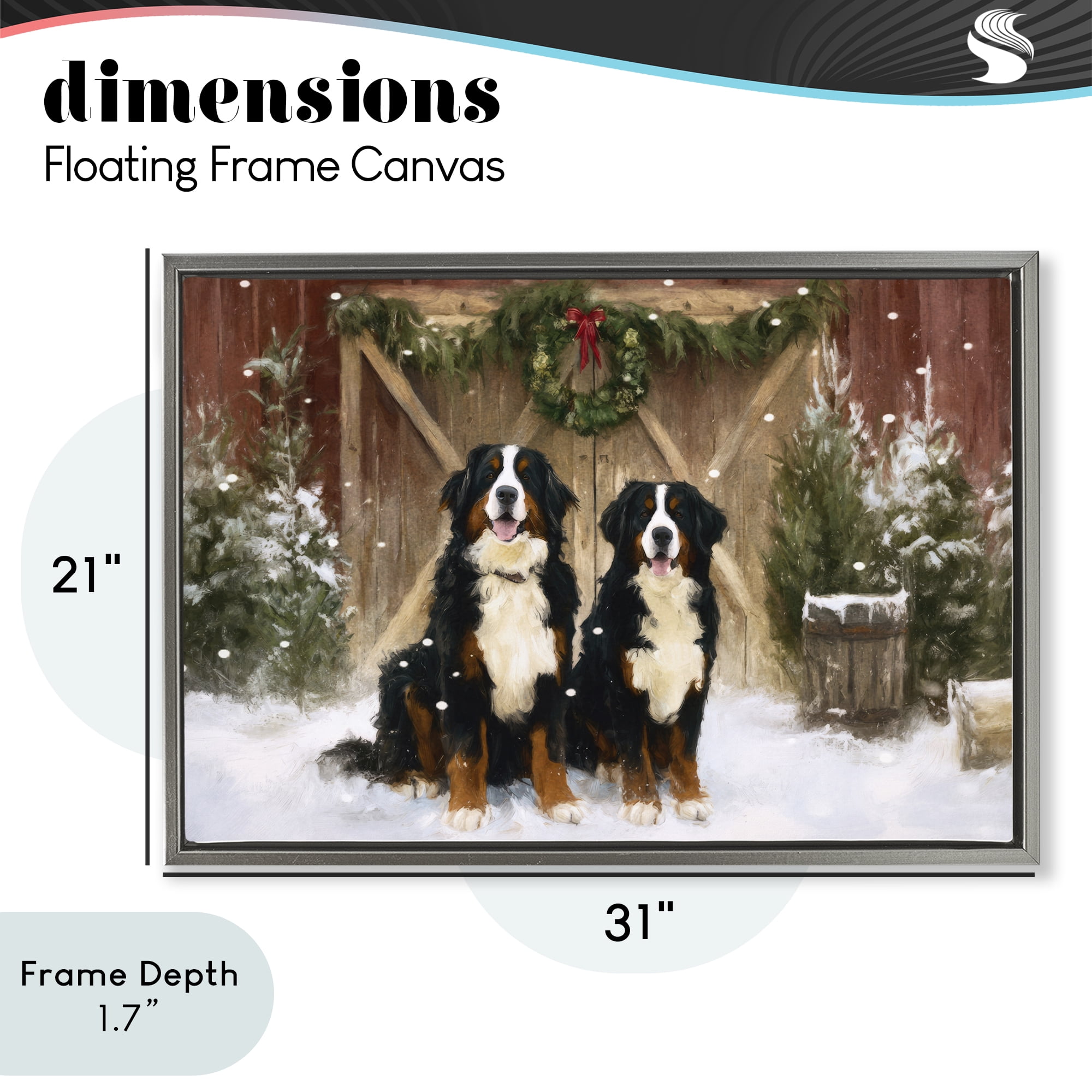 Stupell Industries Barnyard Bernese Mountain Dogs Gray Framed Floater Canvas Wall Art, design by Tina LeCour
