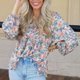 thumbnail image 2 of Blusa tipo túnica con lazo informal, cuello en V, manga larga, estampado floral, Top con volantes para mujer, otoño, verde primavera, M, 2 of 6