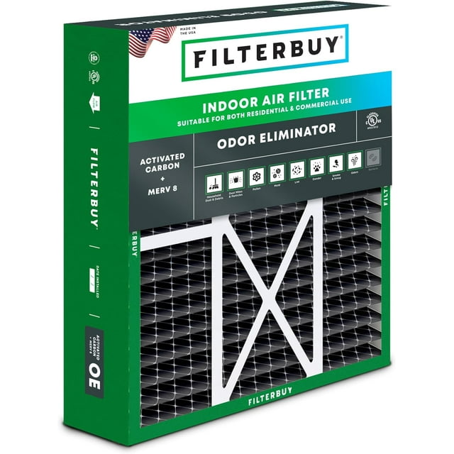 Filterbuy 16x20x5 Air Filter MERV 8 Odor Eliminator, HVAC AC Furnace Air Filters Replacement (1-Pack)