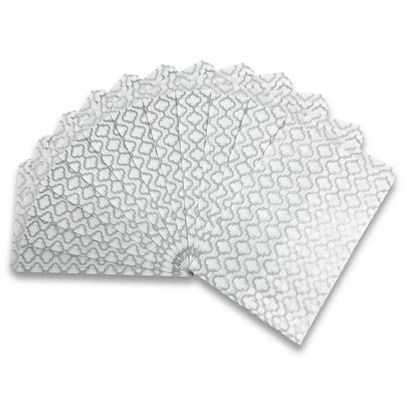 300pcs Silver Trellis Flat Paper Gift Bags 8.5" x 11" for Merchandise, Party Favors, Small Gifts