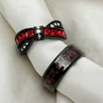 thumbnail image 5 of Matching Ring Couple Ring Black Gold Plated 1CT Red CZ Women Wedding Ring Set Male Ring, 5 of 6