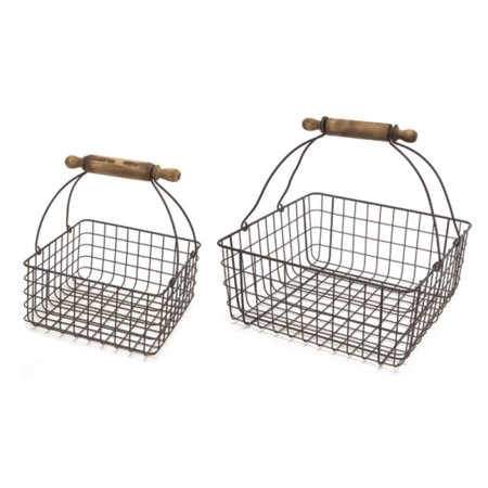 Pack Of 4 Black Wire Decorative Baskets With Rolling Pin Handles