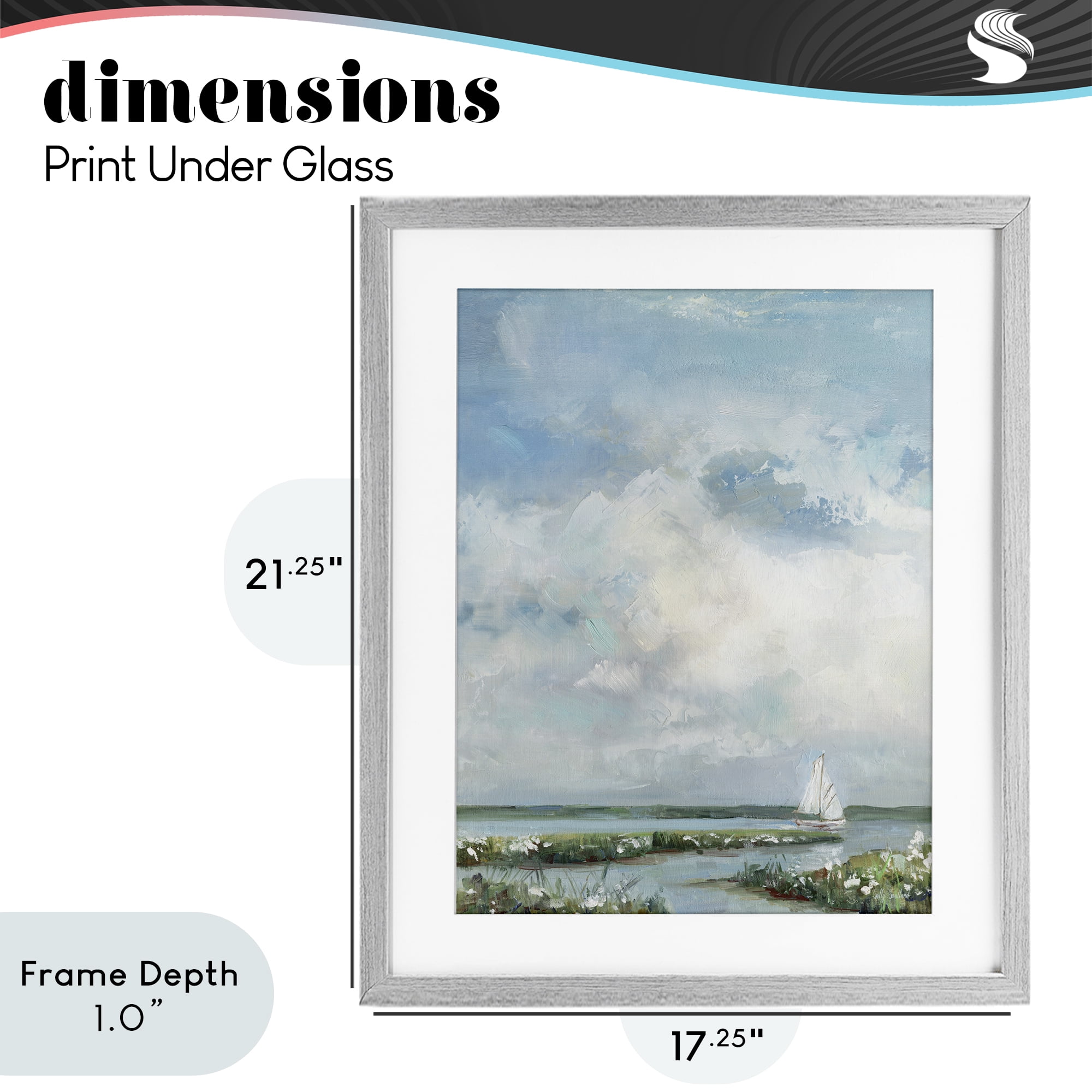 Stupell Industries Sailboat On Summer Marsh Gray Framed Print Under Glass, design by Sally Swatland