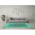 thumbnail image 3 of Ahgly Company Machine Washable Indoor Rectangle Oriental Turquoise Blue Traditional Area Rugs, 5' x 7', 3 of 4
