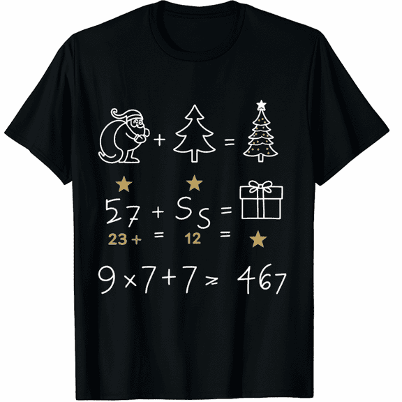 Funny 67 Meme Christmas Math Teacher Santa Six Seven Puzzle T-Shirt (Men's, Women's)
