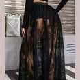 thumbnail image 5 of Rave Outfits for Women Sheer Skirt Festival Clubwear Mesh High Waist A Line Maxi Skirt Black XXL, 5 of 8