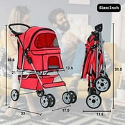 BestPet, Cat Carrier Stroller, 4 Wheels, Red