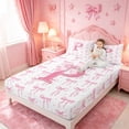 thumbnail image 3 of meiyoeat Pink Ribbon Bowknot King Sheets For Bow Lovers,Girls Personalized Monogrammed P Gifts Bedding Kids,4 Pieces, 3 of 6