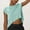 Mint Green, variant on Olyvenn 2025 Open Back Tops for Women Criss Cross Cut Out Tee Backless Casual Short Sleeve Crew Neck T Shirt Black XL