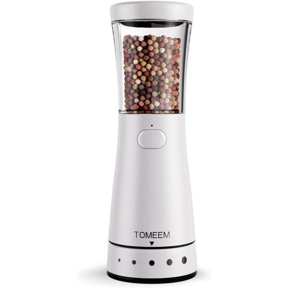 Tomeem Electric Salt and Pepper Grinder Stainless Steel USB Rechargeable,  Adjustable Coarseness with LED Light