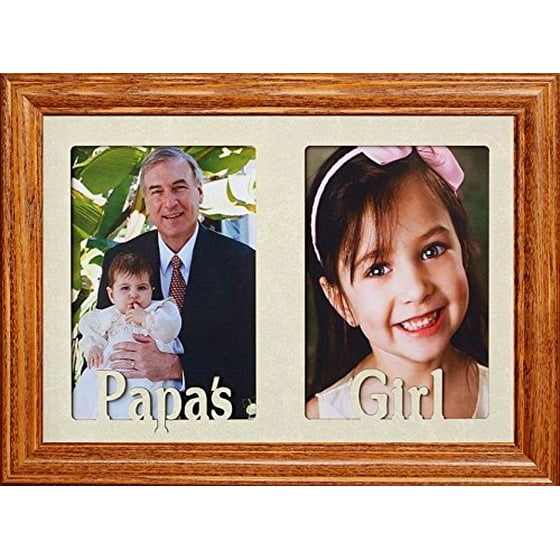 7x10 Papa S Girl Frame Holds Two Portrait 4x6 Or Cropped 5x7 Photos Gift For Fruitwood