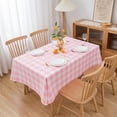 thumbnail image 4 of Pink Gingham Tablecloth 60" X 102" Rectangle Tablecloth - Oblong Polyester Pink and White Checkered Plaid Table Cover Reusable Water Resistant for Spring Summer Holiday Picnic Dinner Décor, 4 of 5