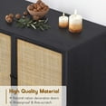 thumbnail image 5 of Black Boho-Style Sideboard with Handmade Natural Rattan Doors, Rattan Cabinet Console Table Storage Cabinet Buffet Cabinet, for Kitchen, Living Room, Hallway, Entryway, 5 of 6