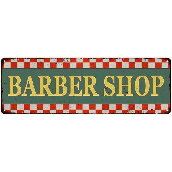 Barber Shop Checkerboard Country Style Vintage Metal Sign 6x18 106180075012