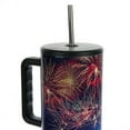 thumbnail image 3 of Bioworld Americana 40 Oz. Vacuum Insulated Stainless Steel Tumbler with Leak-Proof Lid & Handle, Patriotic Fireworks & American Flag Design for 4th of July or Everyday Travel, 3 of 7