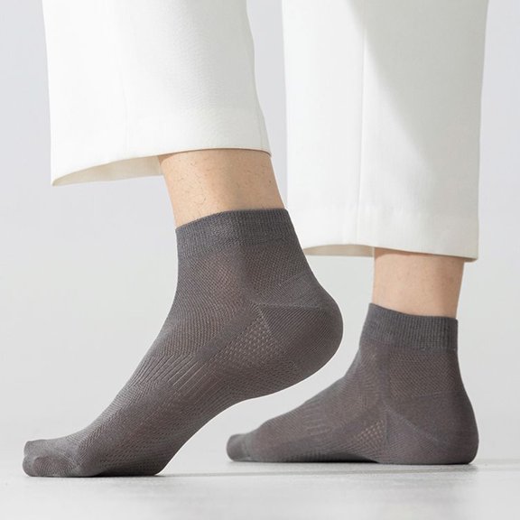 Lumtrix Men's Mesh Socks Breathable Thin Low Cut Socks for Summer Casual Office Daily Wear Dark Gray One Size