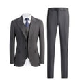 thumbnail image 3 of Men's 3 Piece Check pattern Suit - Two Button Business Wedding Prom Tuxedo (Jacket+Vest+Pants), 3 of 7