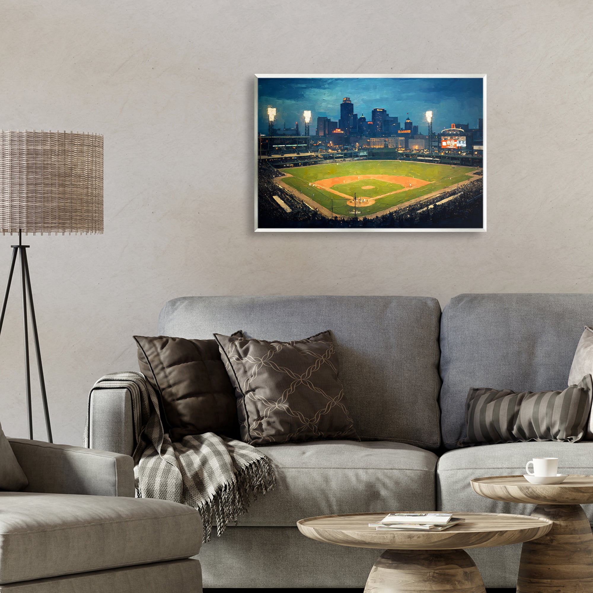 Baseball Stadium at Night Wall Plaque Art, design by Arlington Prints
